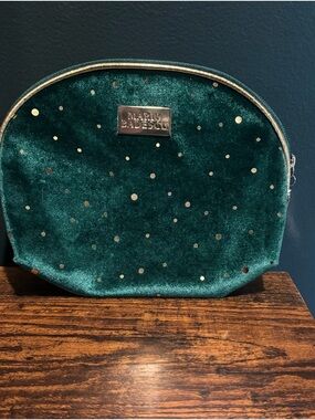 Mario Badescu Green Velvet Cosmetic Pouch with Gold Accents